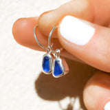 Blue Sea Glass Hoops