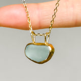 Light Blue Sea Glass Necklace - Gold Vermeil