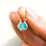 Blue Sea Glass Hoops