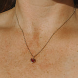 Red Sea Glass Heart Necklace, Gold Vermeil