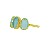 Blue Sea Glass, Gold Vermeil - Size S
