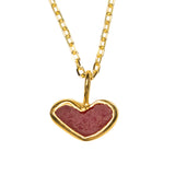 Red Sea Glass Heart Necklace, Gold Vermeil