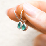 Green Sea Glass Hoops