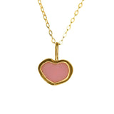 Pink Sea Glass Heart Necklace, Gold Vermeil