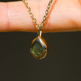 Green Sea Glass Necklace - Gold Vermeil