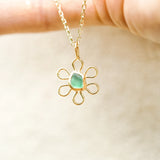 Sea Glass Flower Necklace - Gold Vermeil