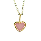 Pink Sea Glass Heart Necklace, Gold Vermeil