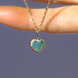 Green Sea Glass Heart Necklace, Gold Vermeil