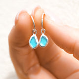 Blue Sea Glass Hoops