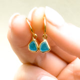 Blue Sea Glass Hoops - Gold Vermeil