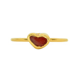 Red Sea Glass Heart, Gold Vermeil - Size T