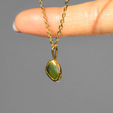 Green Sea Glass Necklace - Gold Vermeil