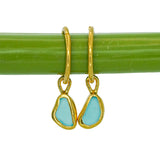 Blue Sea Glass Hoops - Gold Vermeil