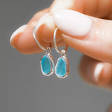 Blue Sea Glass Hoops