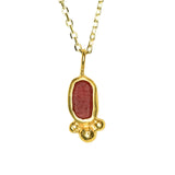Red Sea Glass Necklace - Gold Vermeil