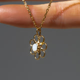 White Sea Glass Flower Necklace -  Gold Vermeil