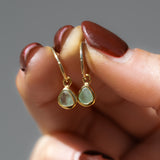 Green Sea Glass Hoops - Gold Vermeil