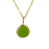 Green Sea Glass Necklace - Gold Vermeil