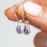 Purple Sea Glass Hoops