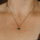 Green Sea Glass Heart Necklace, Gold Vermeil
