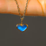 Blue Sea Glass Heart Necklace, Gold Vermeil