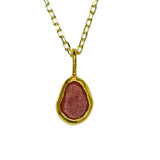 Red Sea Glass Necklace - Gold Vermeil