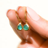 Green Sea Glass Hoops - Gold Vermeil