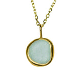 Light Blue Sea Glass Necklace - Gold Vermeil