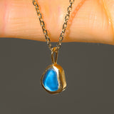 Blue Sea Glass Necklace - Gold Vermeil