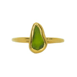 Green Sea Glass, Gold Vermeil - Size O