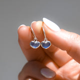 Blue Sea Glass Heart Hoops