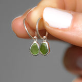 Green Sea Glass Hoops
