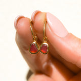 Red Sea Glass Hoops - Gold Vermeil