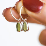 Green Sea Glass Hoops