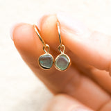 Green Sea Glass Hoops - Gold Vermeil