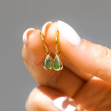 Green Sea Glass Hoops - Gold Vermeil