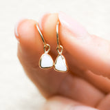 White Sea Glass Hoops - Gold Vermeil