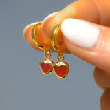 Sea Glass Heart Hoops, Gold Vermeil