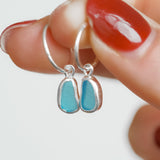 Blue Sea Glass Hoops