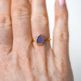 Purple Sea Glass, Gold Vermeil - Size N