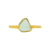 Light Blue Sea Glass, Gold Vermeil - Size J