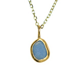Blue Sea Glass Necklace - Gold Vermeil
