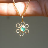 Sea Glass Flower Necklace - Gold Vermeil