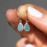 Blue Sea Glass Hoops