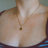 Green Sea Glass Necklace - Gold Vermeil