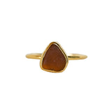 Amber Sea Glass, Gold Vermeil - Size P