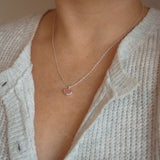 Pink Sea Glass Heart Necklace