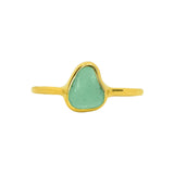 Green Sea Glass, Gold Vermeil - Size P