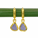 Purple Sea Glass Hoops - Gold Vermeil