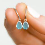 Blue Sea Glass Hoops